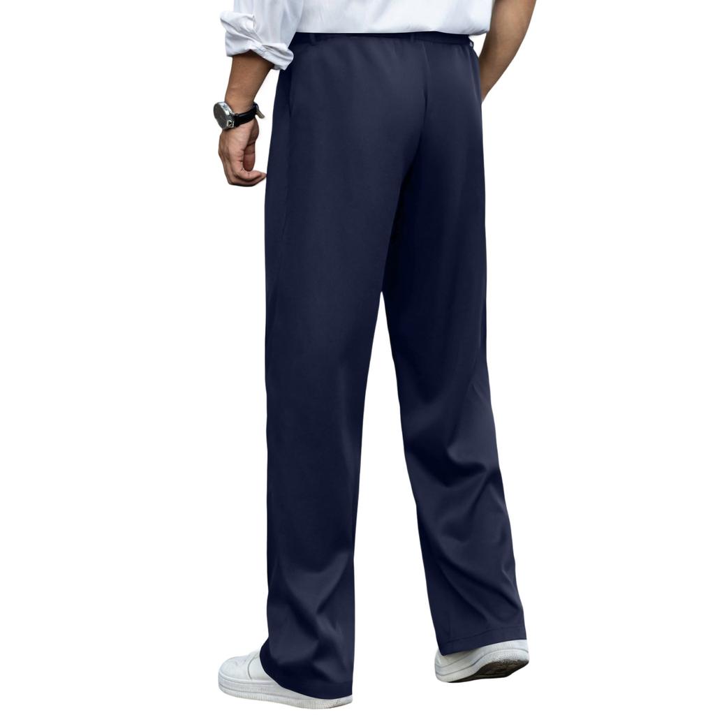 Men's Wrinkled Drapey Loose Fit  Pants, Versatile Straight Leg Casual Trousers