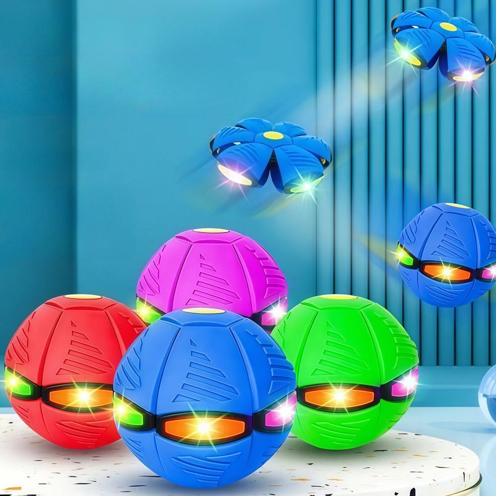 Non-Toxic Glowing Up Magic Saucer Ufo Ball Squishy Transformable Bouncing Ball Toy With 6 Light Parent-Child Interactive Kids Gift