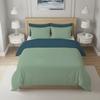 Housse de couette bicolore en coton 57 fils 240x220 cm UNI vert eau et bleu canard, par Soleil d'ocre