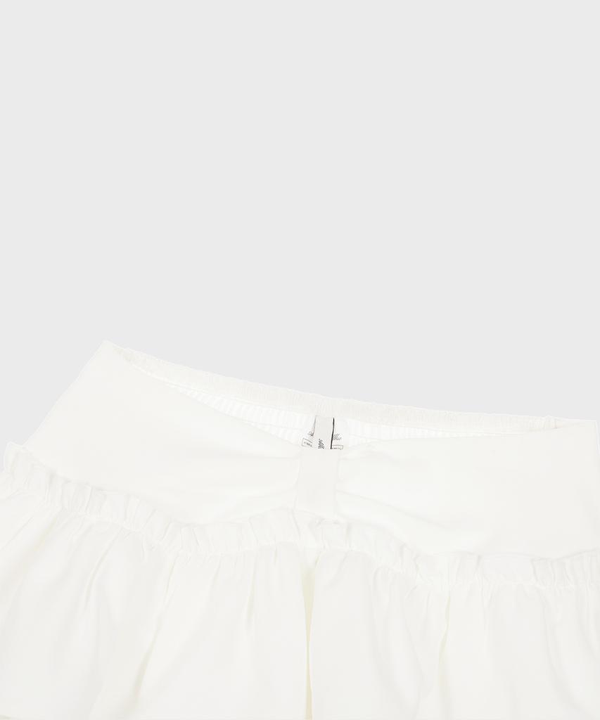 Alkialka Ribbon Tiered Mini Skirt (Ivory)