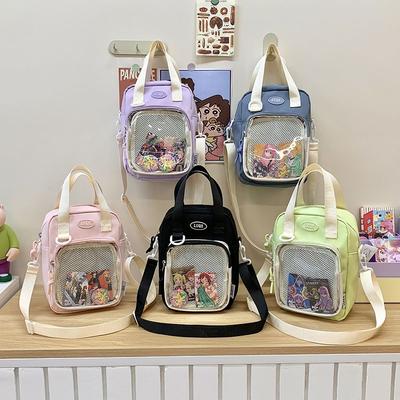 New Cute Mini Ita Bag Sweet Girl Transparent Bag Comic Exhibition Shoulder Bag Simple Basic Crossbody Bag Student Handbag Purses
