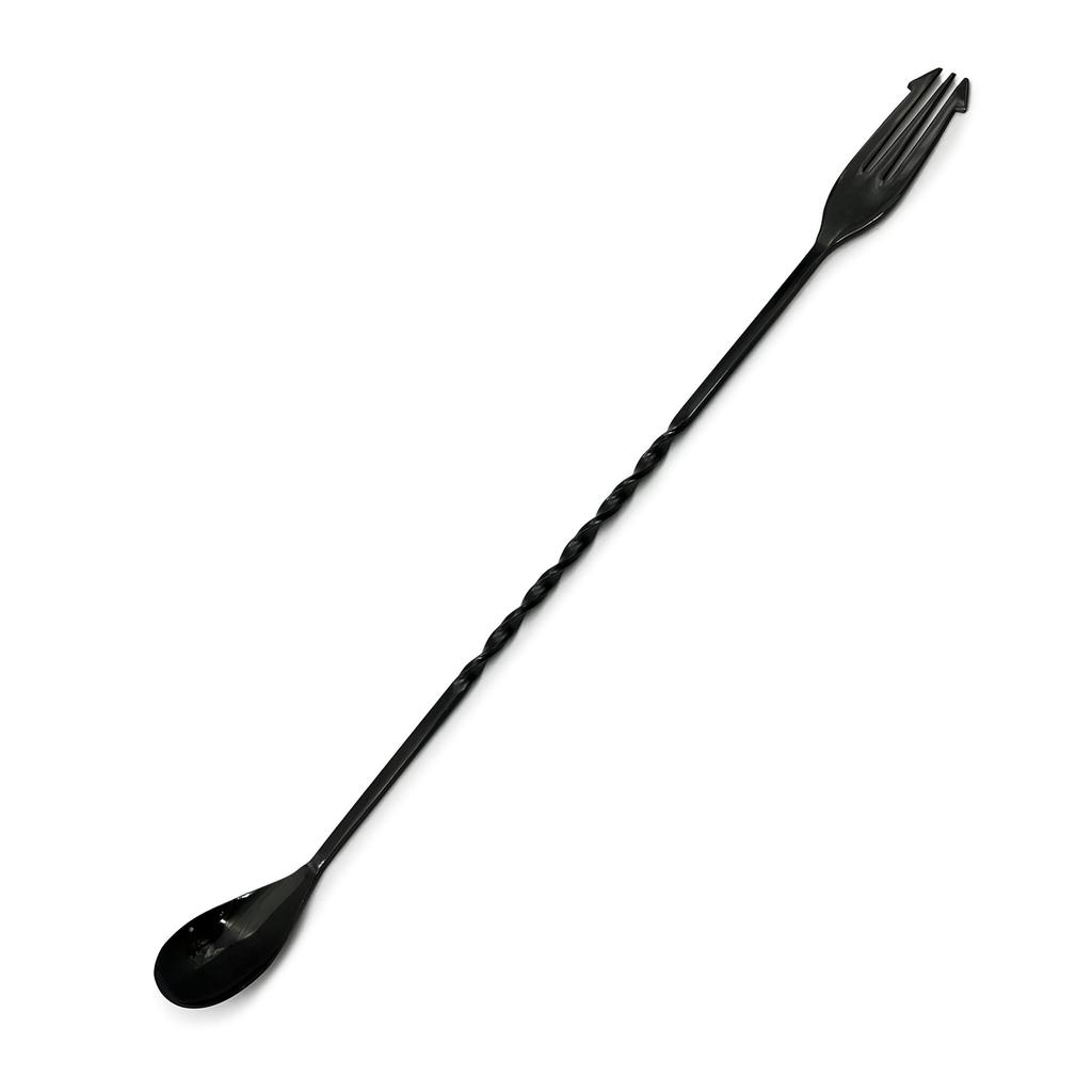 CLEAN HOUSE Bar Spoon and Black Stainless Dishwasher Safe Tsubame-Sanjo Muddler, 30cm, Oxide, Long, Spiral, Right-Handed, 18-0 Steel,
