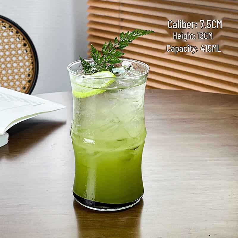 Bamboo Joint High Borosilicate Glass Cup 1 Pack