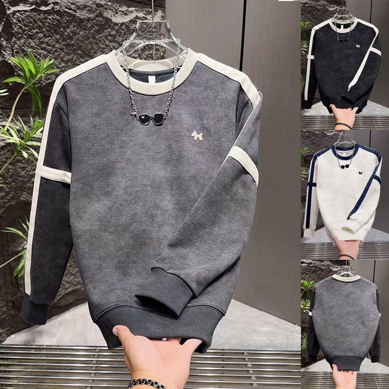 

Korean Casual Patchwork Embroidery Slim Fit Hoodie Men’s Long Sleeve Tie-Dye Top L темно-сірий
