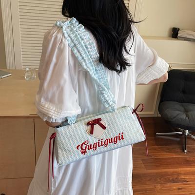 Gefaltete Handtasche Damentasche neue trendige Mode Schleife Karomuster Achselhöhle Nische einzelne Schulter Kissen Tasche