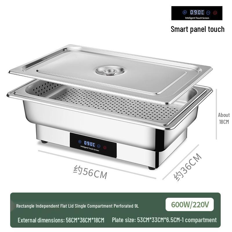 Stainless Steel Self-Serve Buffet Warmer with Transparent Flip-Top for Restaurants & Hotels