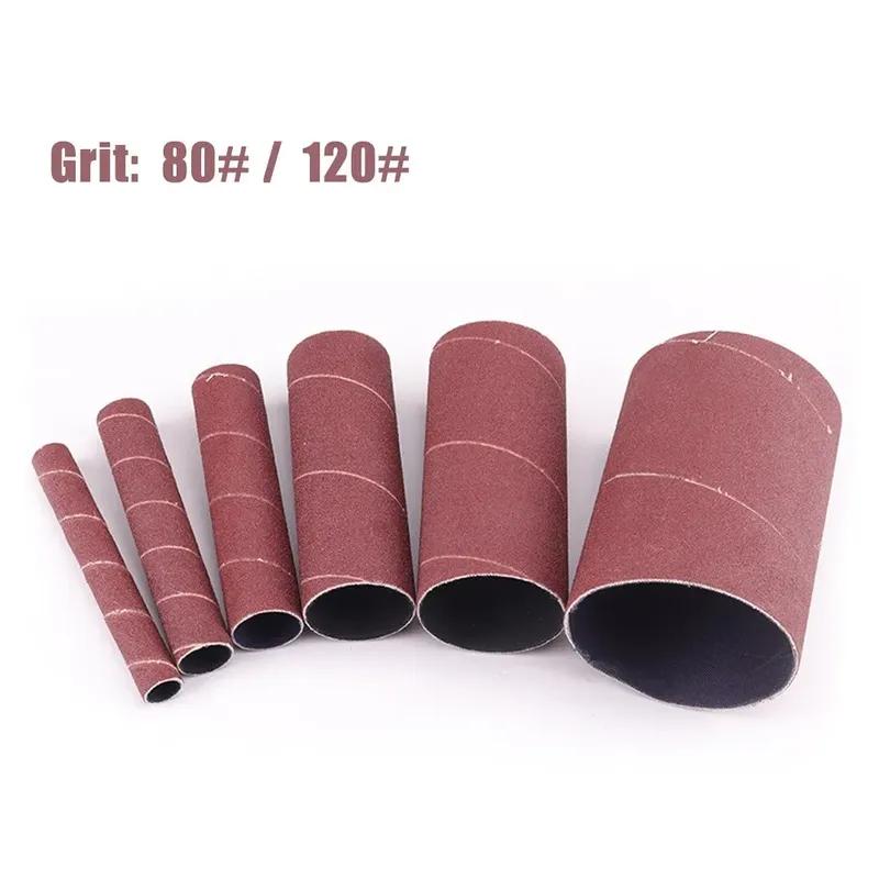 6 Pack Spindle Sanding Sleeves For Oscillating Sander 80 120 Grit Sandpaper Drum For Metal Woodworking Polishing Wheels