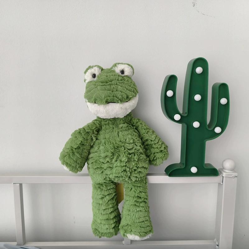 36cm Furry Green Frog Doll Stuffed Animal Cute Smiling Frog Plush Toy Sleeping Plushies Holiday Brithday Appease Gifts For Girl