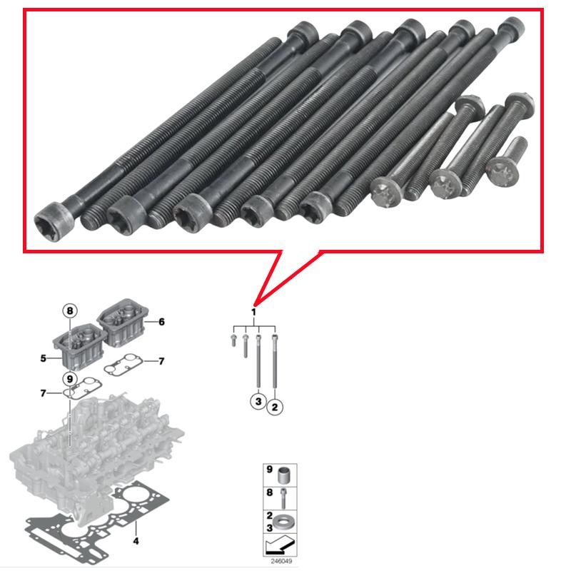 11122212157 Cylinder Head Bolt Set For BMW F20 F21 F22 F23 F87 F30 F34 F35 F32 F33 F36 F07 F10 F11 F18 X1 E84 X3 F25 X4 F26 N20