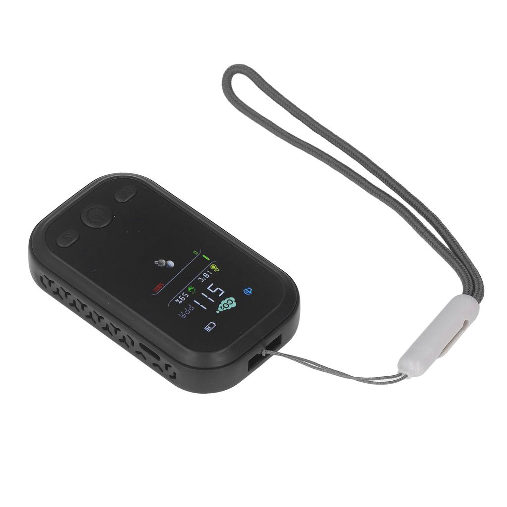 CO2 Detector NDIR Sensing Type C Charging Temperature Humidity Tester Portable Air Quality Monitor Black