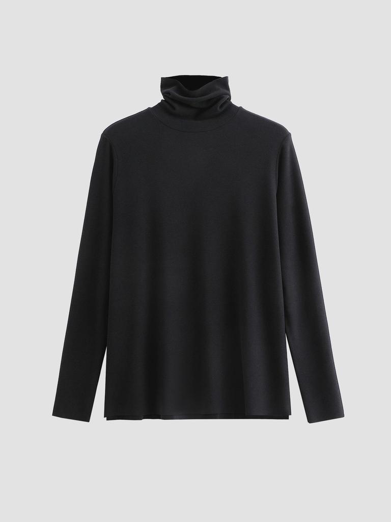 Sous-couche à manches longues et col semi-haut en Tencel pour femme, Collection Automne/Hiver 2024 - Épaisseur moyenne, Coupe ample.