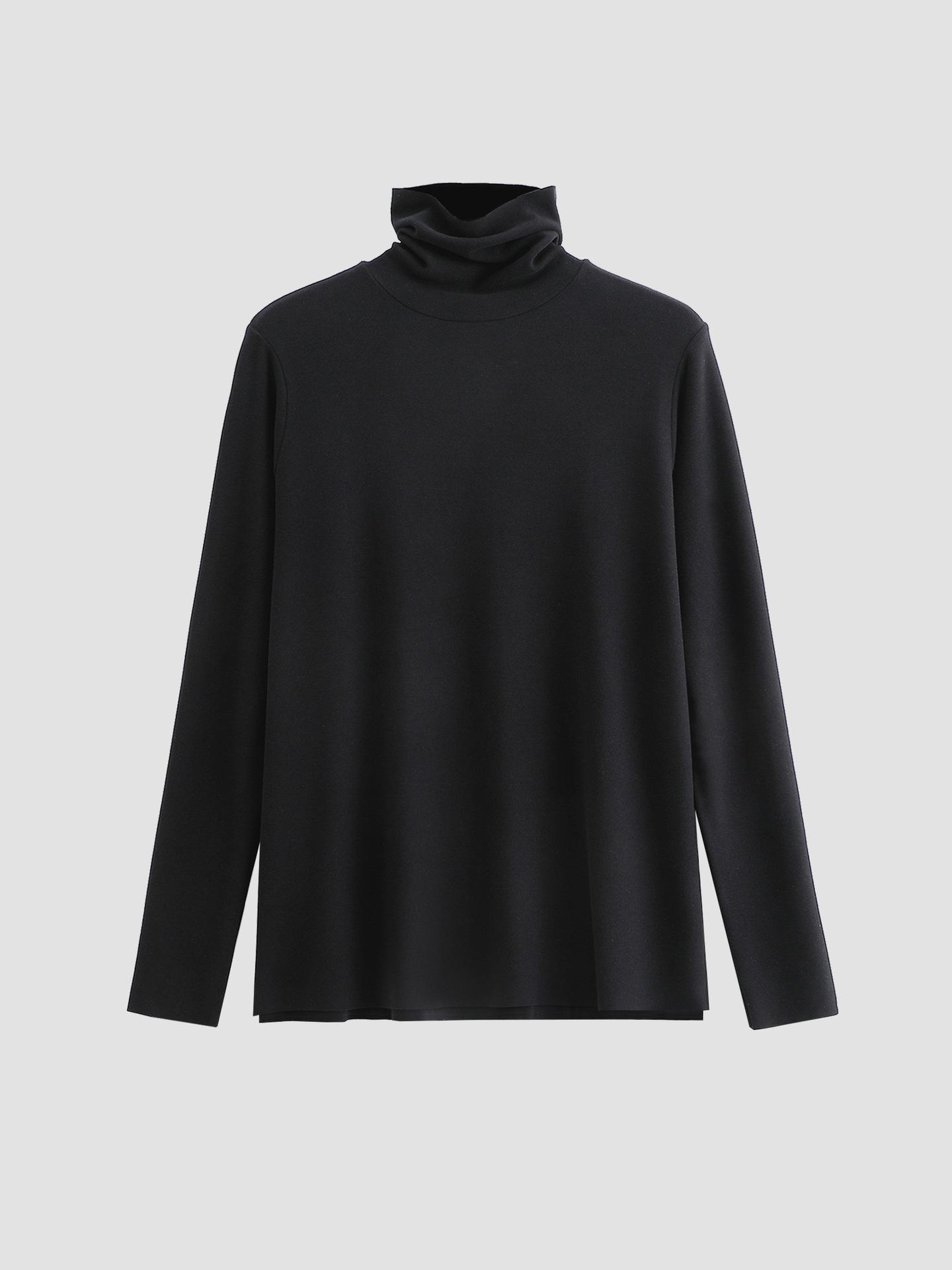 

Женский базовый слой с длинным рукавом и полувысоким воротом из тенсела, Коллекция Осень/Зима 2024 - Средней толщины, Свободный крой. F90-125 kg чёрный