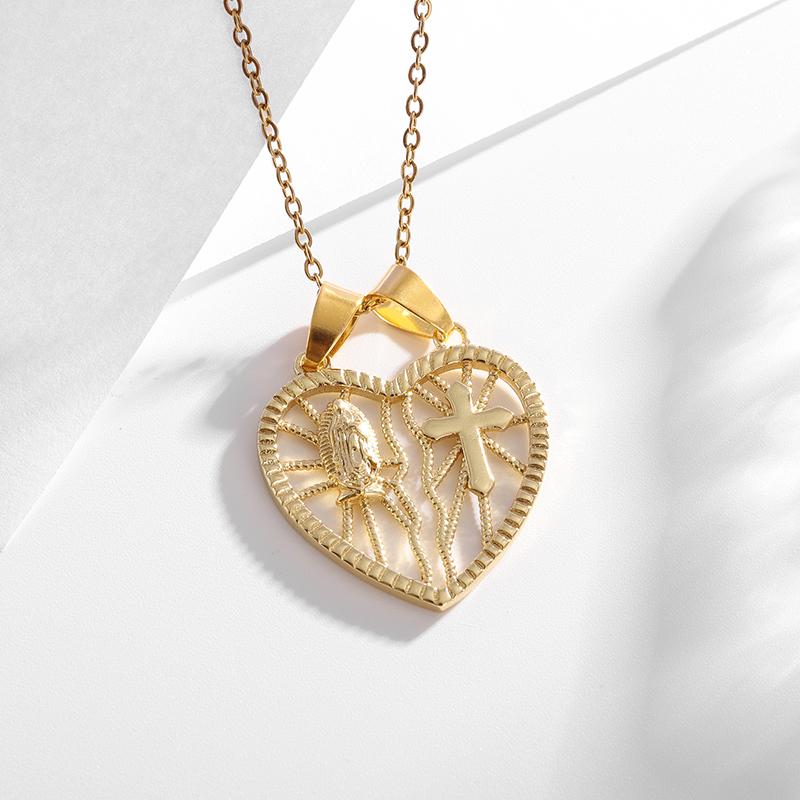 Classic Catholic Virgin Mary Square Pendant Necklace for Men Women Christian Religious Prayer Amulets Jewelry Gifts