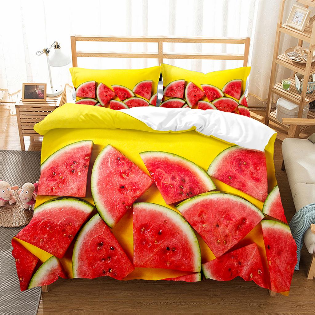 Wassermelonen Bettbezug Set Sommer Thema Frische Früchte Muster Bettdeckenbezug Für Kinder Jungen Mädchen Bettwäsche Set Schlafzimmer Dekor Geschenke