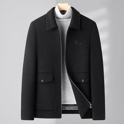Winter Heren Dubbelzijdig Wollen Jas Jas Business Casual Revers Dons Uitneembare Voering Wollen Jas Heren