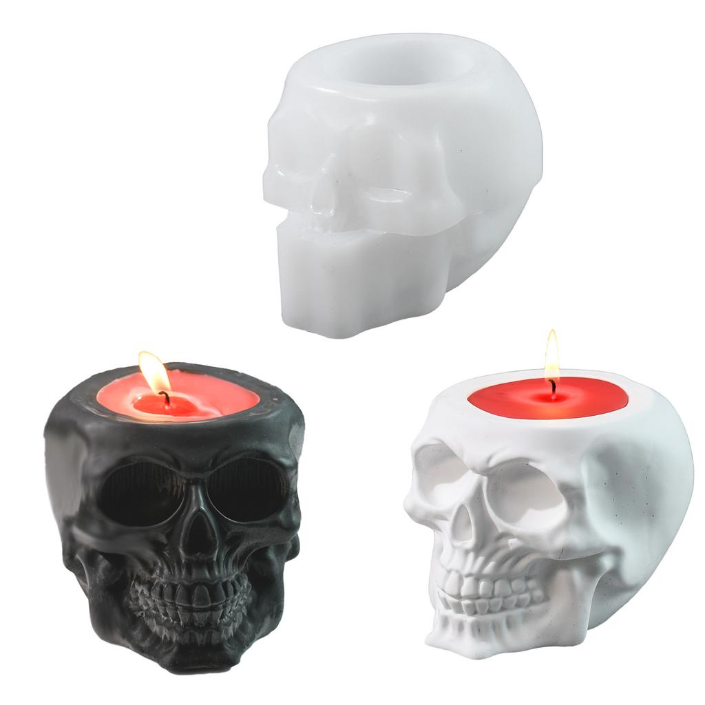 Diy Skull Storage Jar Silicone Mold Halloween Home Horror Decoration Candle Cup Epoxy Resin Plaster Cement Mix Casting Molds