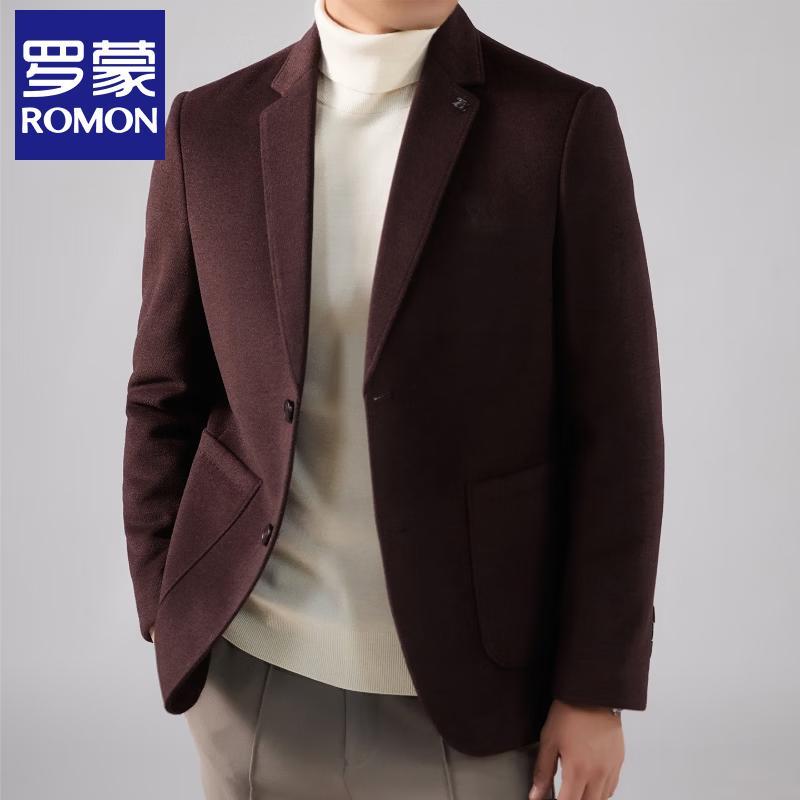 

Luo Meng Men s Autumn/Winter Thick Lined Wool Blend Business Casual Suit Jacket XL