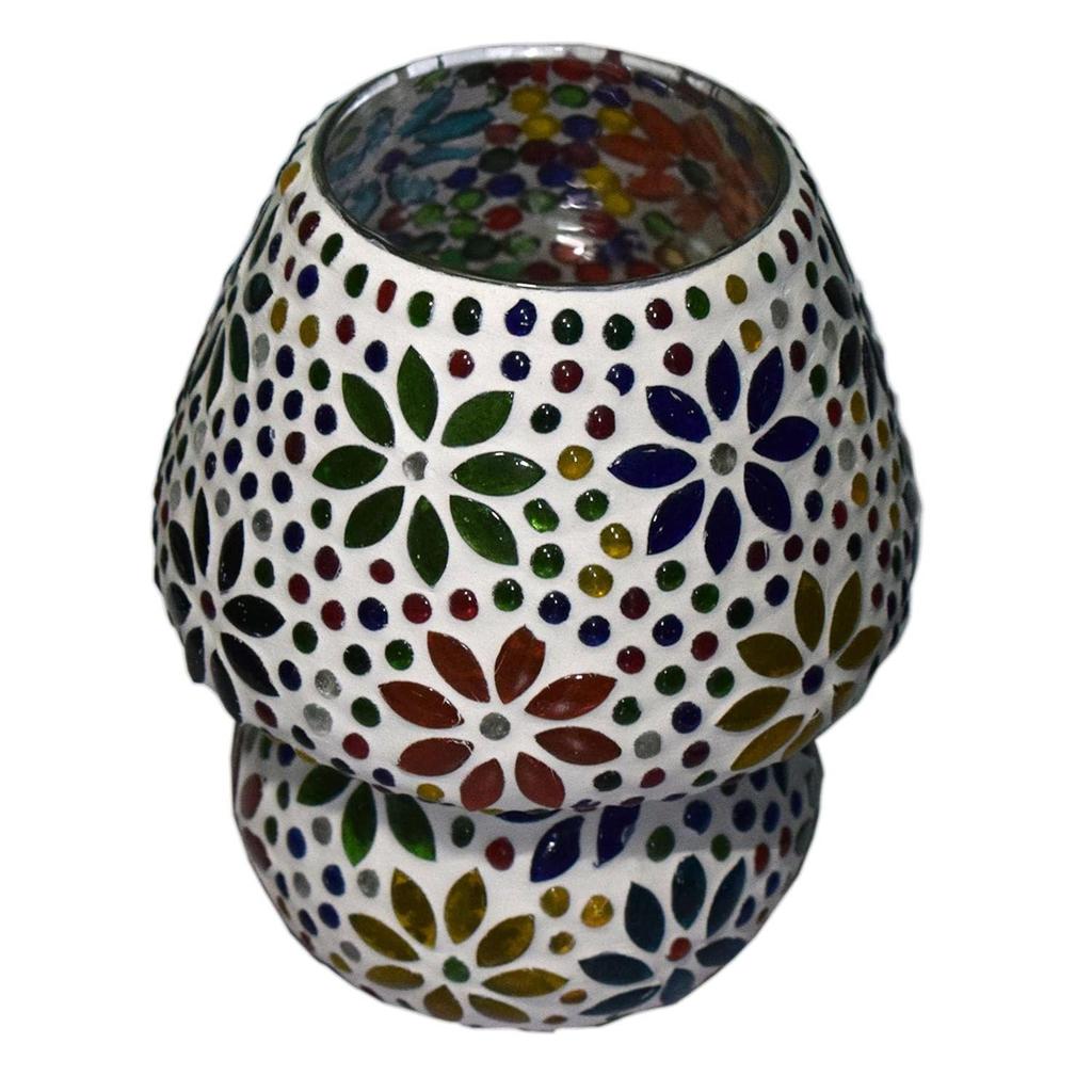 Mushroom Shaped Mosaic Glass Lamp for Home/Office/Festival Decoration (Bulb Not Included. (17 cm)