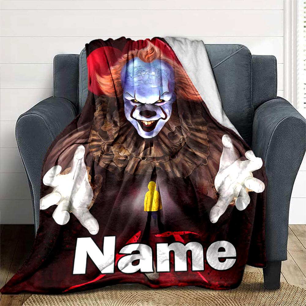 Customiz Name Personality Pennywise the Dancing Clown Blanket Soft &Warm Sofa Office Bed Travel Lunch Break Blanket, Gift Suitable All Seasons