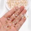 50Pcs 23mm Transparent Flower Shape With Artifical Rhinestone Patch Beads For Diy Jewelry Accessories