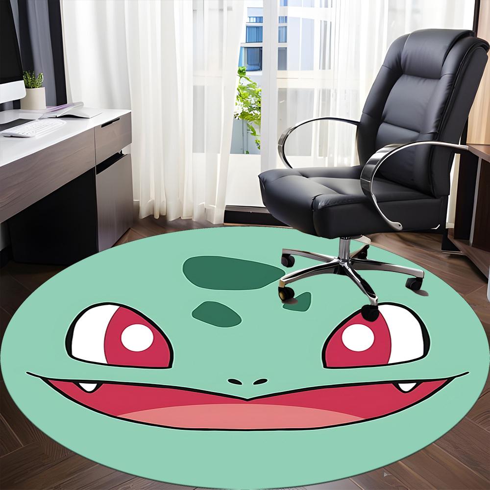 1pc Bulbasaur Office Round Area Rug, Indoor Mat Suitable For Office, Bedroom Living Room Home Decor, Room Deco, Offic a0928205