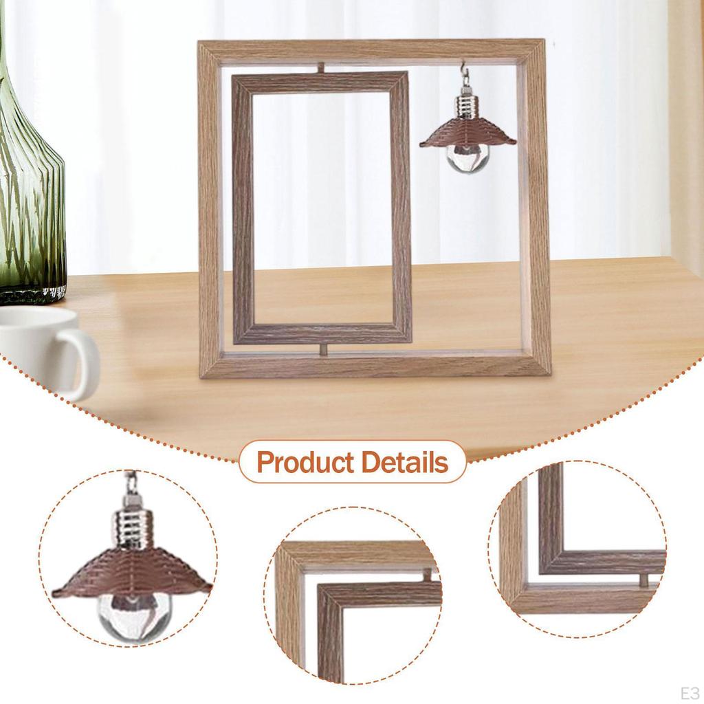 Rotating Picture Frame Decorative Birthday Gifts Office Desktop Wood Centerpiece Vertical Photo