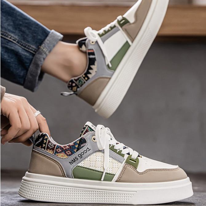 Sapatos Masculinos Brancos de Couro Respirável – Tênis Casuais Esportivos Board, Calçados Modernos e Fashion para Homens