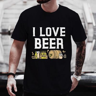 I Love Beer Funny Graphic T Shirts Men Y2k Streetwear Friends Beer DAY Drinker Party Tops Plus Size Clothes Short Sleeve Tees