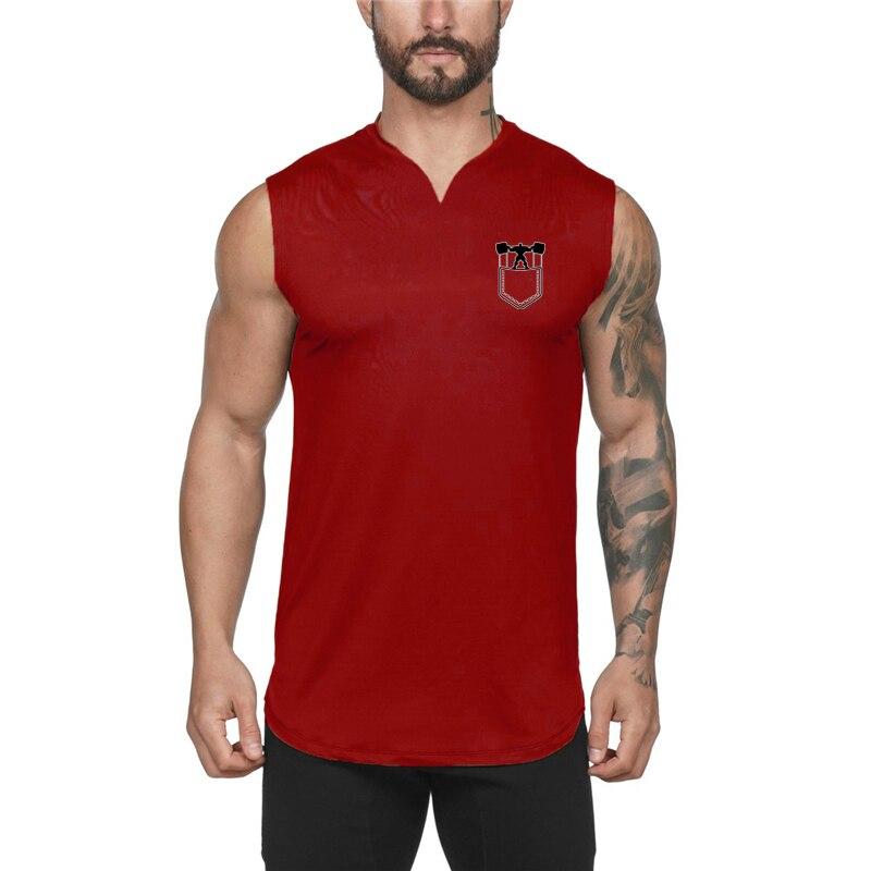 Muscleguys Youth Sports Fitness Casual Sleeveless T-Shirt Men's Wide Shoulder Vest V-Neck Slim Dailywear