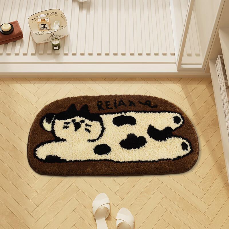 Shandian Bathroom Carpet Non-Slip Toilet Mat Plush Water-Absorbent Entrance Rug Soft Flannel Small Floor Mat
