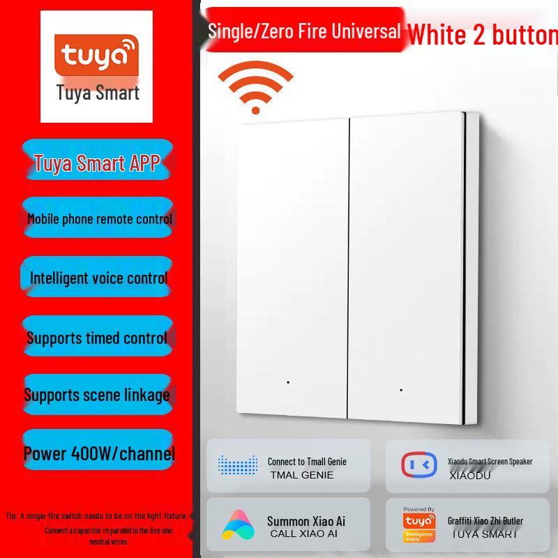 Graffiti WiFi Smart Switch: Universal Control for Single Live & Neutral, Supports Google, Alexa & XiaoAI.