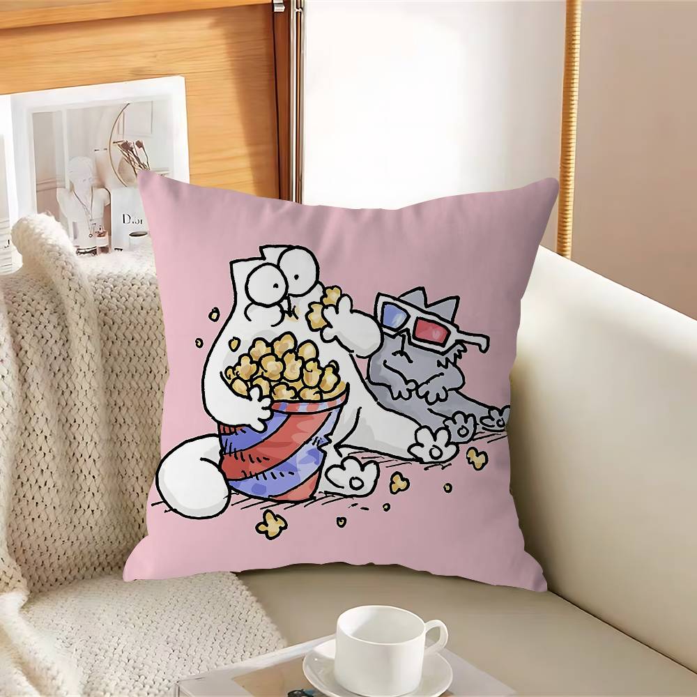 S-Simons Cartoon C-Cat Cushion Cover Inches Farmhouse Decor Home Throw Pillow Covers For Couch Decorations