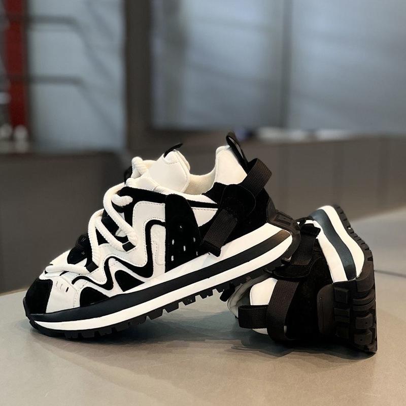 Popular Men's Shoes Niche High-end Breathable Sports Shoes Thick-soled Heightening Dad Shoes Men's Non-slip Casual Forrest Gump Shoes