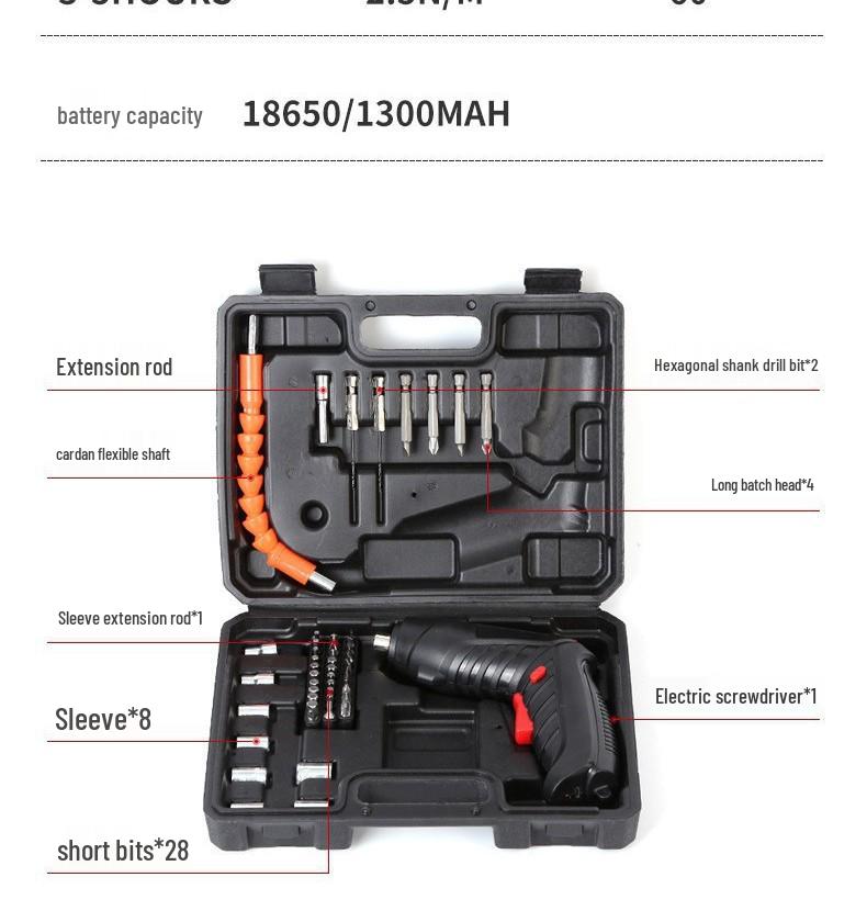 15-Piece Rechargeable Folding Electric Screwdriver Set with Phillips and Slotted Bits