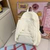 Cute Angel Wings Quilted Backpack Fashion Nylon School Bag Stylish Embroidered Pattern Casual Backpack Spacious Daily Travel Bag