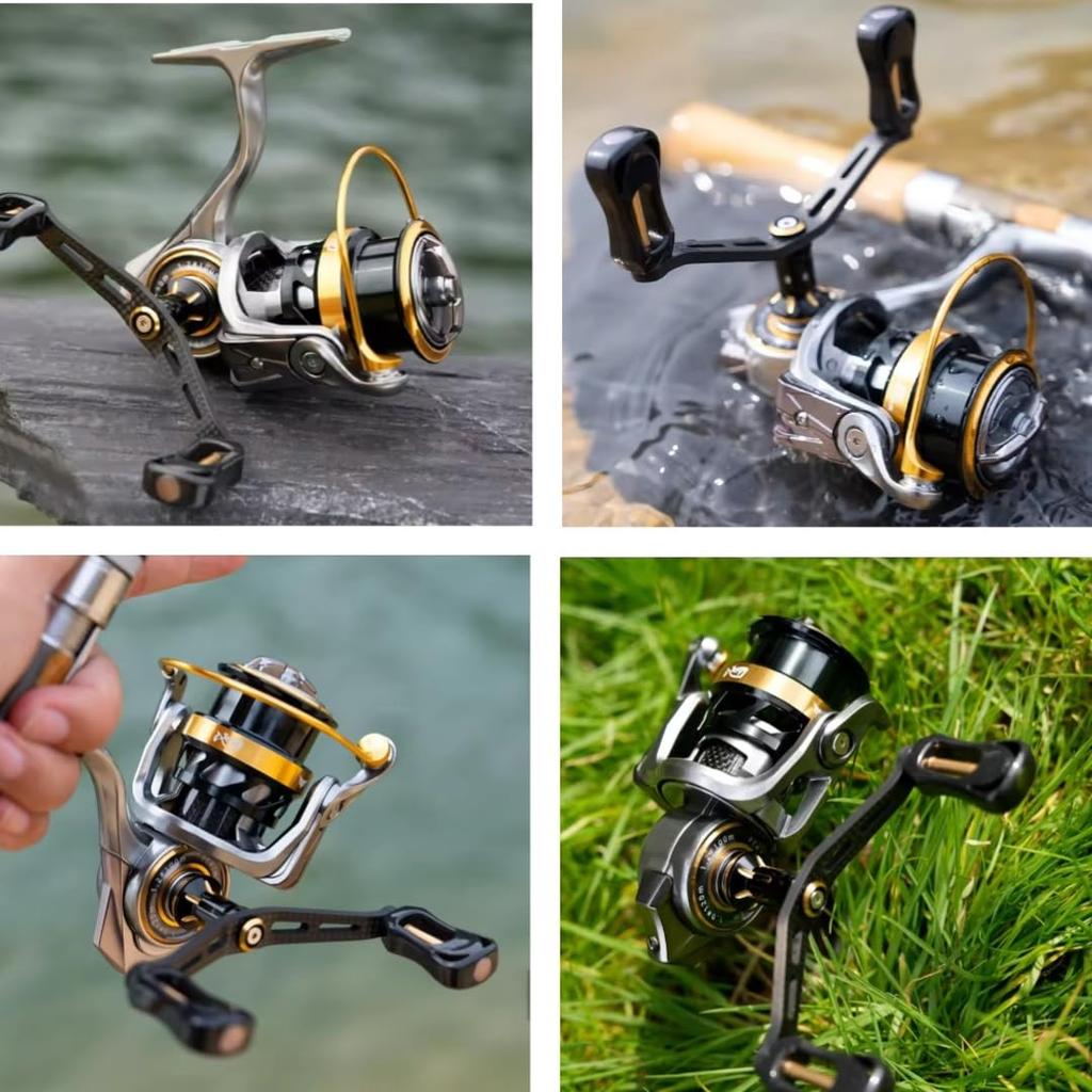 Spinning Reel with Double Single Carbon Fiber Lightweight Models Threaded Gear Max Drag Force of for Light Game Mountain Stream and Trout Includes Two