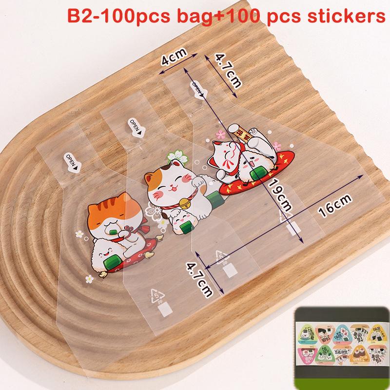 50/100Pcs Lovely Cartoon Triangle Rice Ball Packing Bag Seaweed Onigiri Sushi Bento Making Mold Bento Accessories Sushi Bags