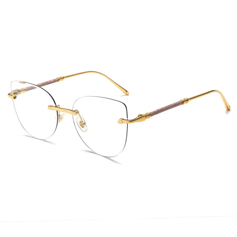 

Cat s Eye Frameless Glasses For Women Men Rimless Transition Shades Borderless Eyeglass Anti Blue Light Glare Metal Frame Sunglasses C2