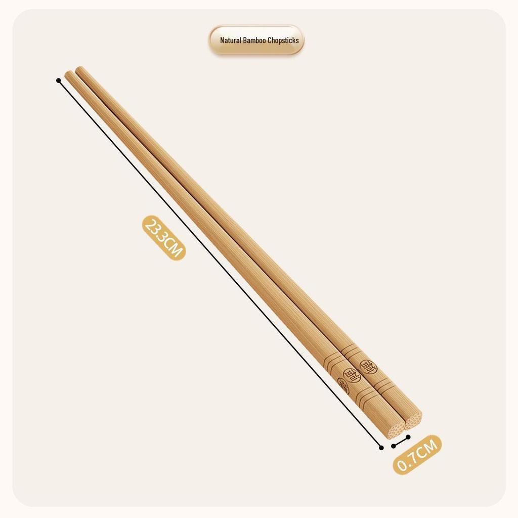 Mold-Resistant Four-Sided Nanmu Bamboo Chopsticks, High-Grade Carbonized Tableware