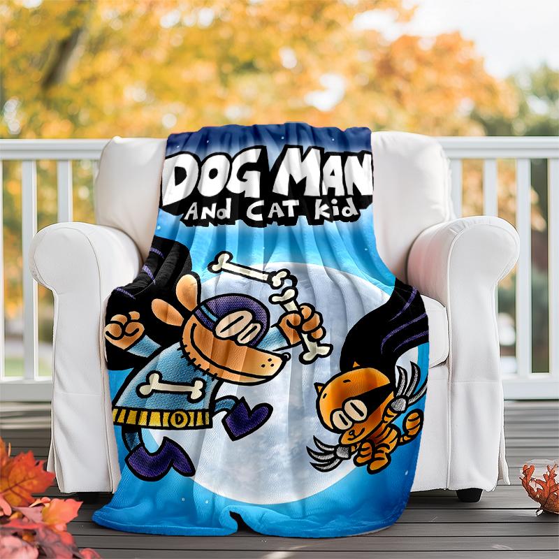 Dog Man Theme Printed Blanket - Perfect for Couch, Bed, Travel & Outdoor Use | Machine Washable, Cozy & Durable.
