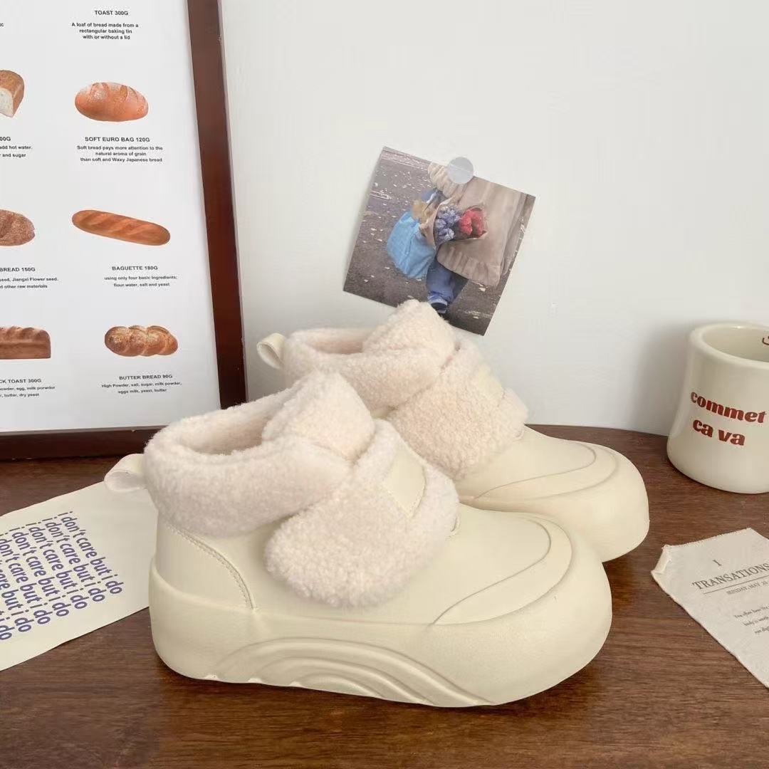 

Снежные ботинки на толстой подошве Новые зимние хлопковые снегоступы 35【foot length 22.5cm】 бежевый