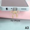 Phone Dust Plug Cute Bow Diamond Phone Accessory Pendant Decoration For Iphone Type-C Charging Interface