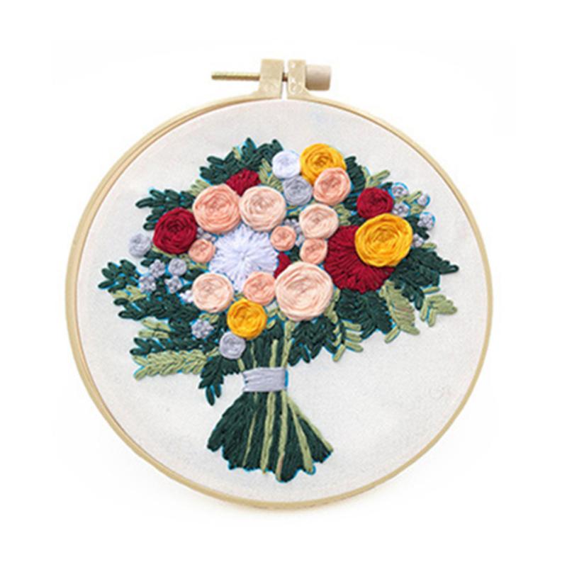 Ručně vyráběná 3D vyšívací sada ve vodě rozpustné rostliny Vzorek květin v evropském stylu