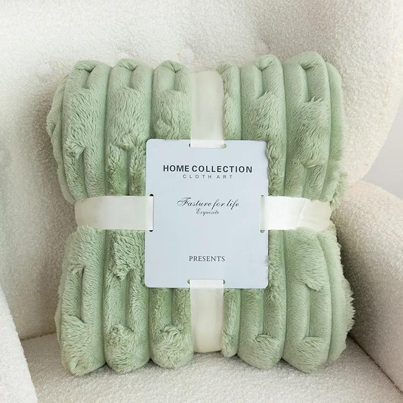 Soft and Comfortable Thickened Imitation Rabbit Down Bamboo Knot Blanket Leisure Office Nap Flannel Blanket