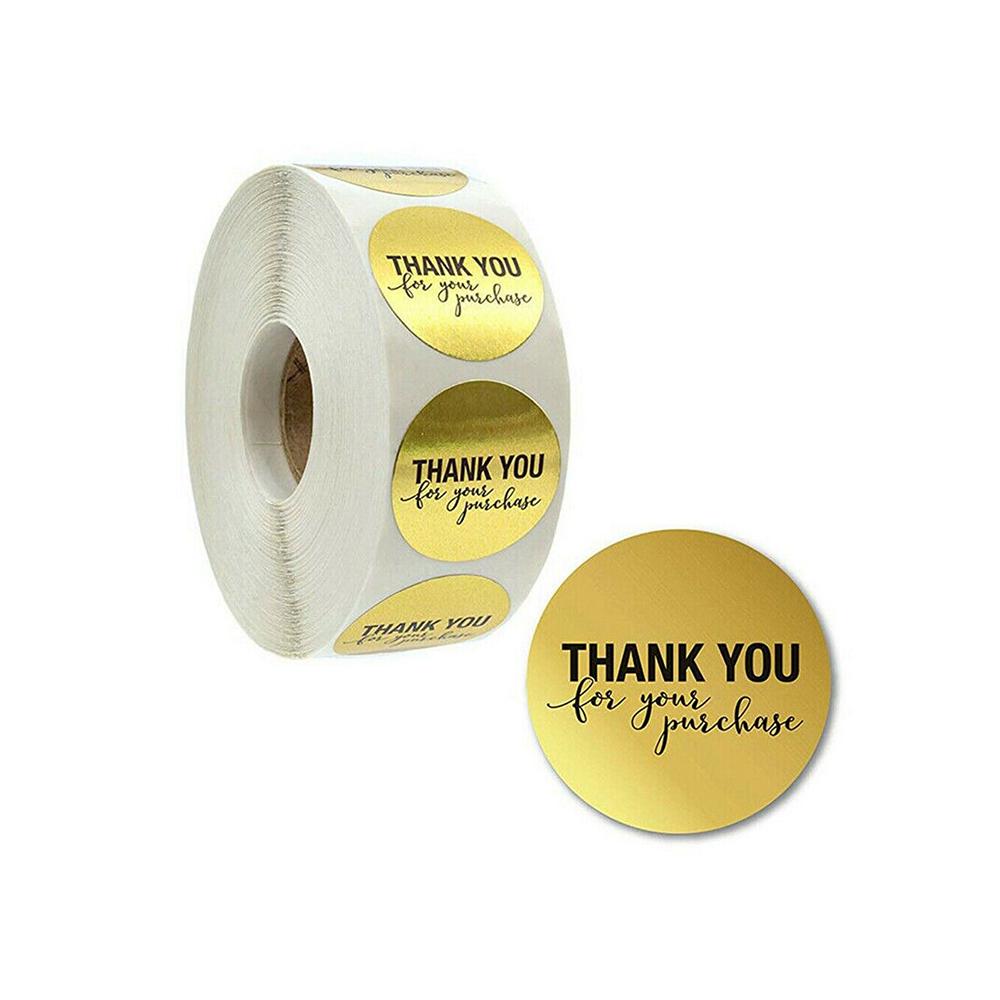Buy Sticker 500Pcs/Roll Thank You For Your Purchase Stickers Round Gold ...