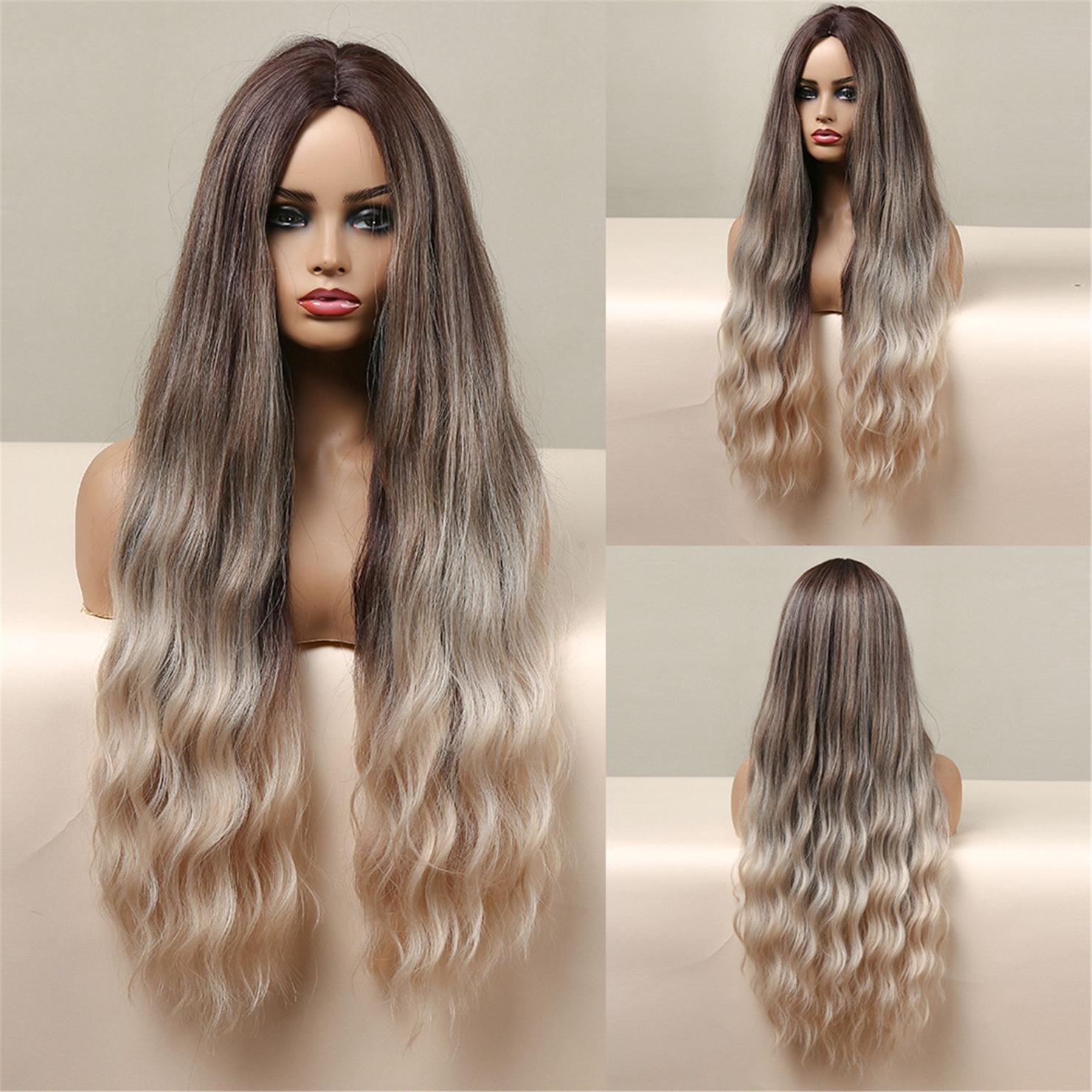 

HAIRCUBE Длинные зеленые волны синтетические парики из натурального высокотемпературного волокна парики для женщин косплей вечерние натуральные парики с челкой