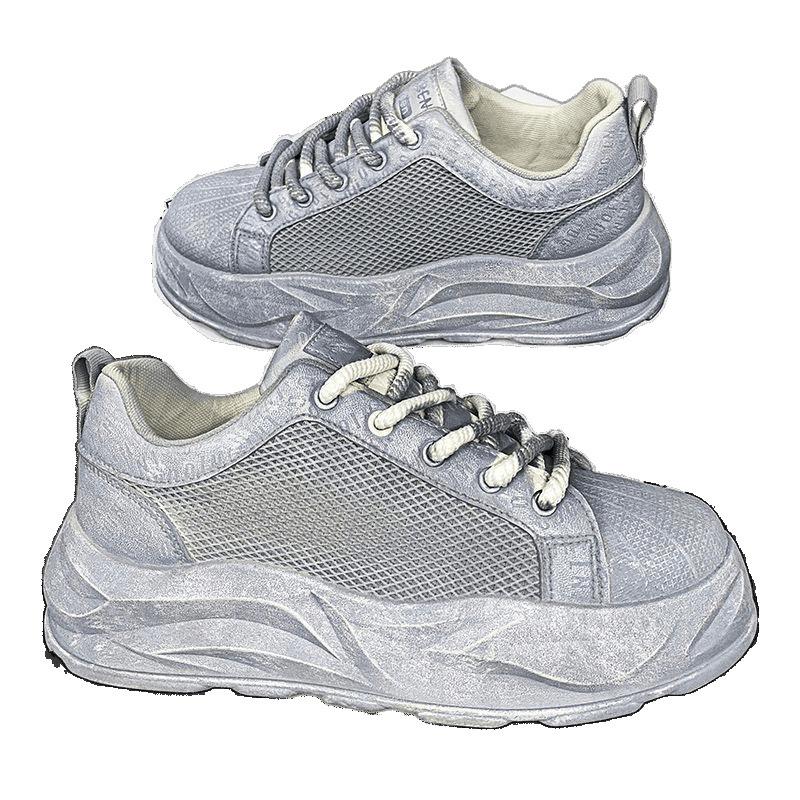 Sommer Herrenschuhe neue atmungsaktive Mesh weiße Schuhe trendige vielseitige Plateau Dirty Shoes lässige Dad Shoes