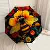 1pc Bee Flowers Automatic Folding Umbrella, Heavy Duty 8 Rib Iron Frame,  Suitable for Travel, Daily Use, Birthday, Decor Gift M0104067