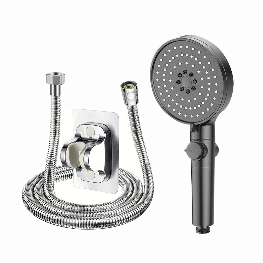 Five-speed Large Water Spray Multi-function Booster Shower Head Matte Black Handheld Shower Head Set