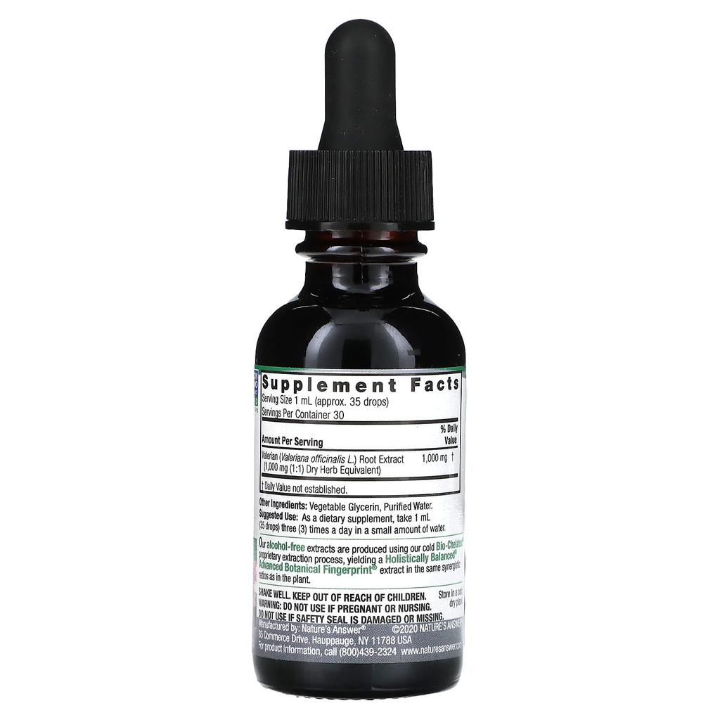 Nature'S Answer, Valerian Root, Alcohol Free, 1,000Mg, 30Ml(1Fl Oz)